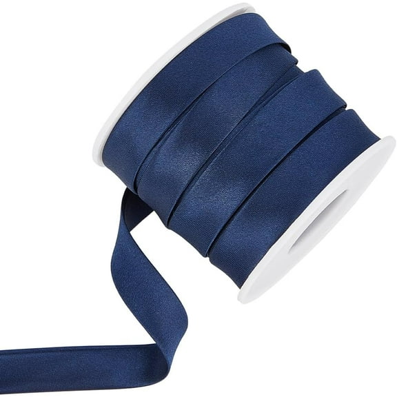 SUNNYCLUE 13.6 Yard Satin Bias Tape 15mm/0.6inch Double Fold Satin Binding Bias Ribbon for Cheongsam Decoration Clothing Seaming Piping Prussian Blue
