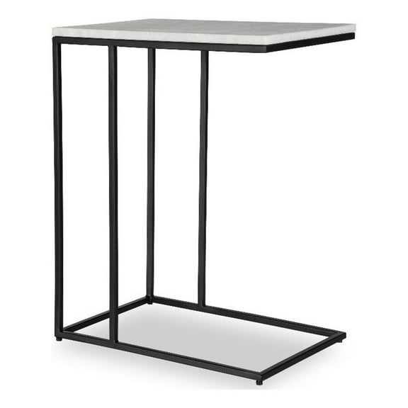 Bowery Hill Contemporary 23"H x 18"W x 12"D Accent Marble Table in Black