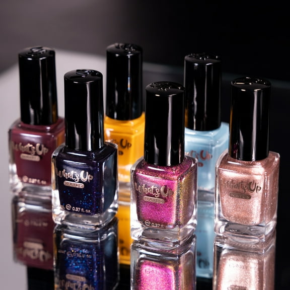 Whats Up Nails - Shorter Days Collection 6 Polishes   Magnet(Tasting Trip,Horsehead Nebula,Chrome Colored Glasses,Bee or Not to Be,Lost Frost,Squid Escape) Made in USA 12 Free Cruelty Free Vegan Clean