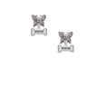 thumbnail image 2 of Delight Jewelry Silvertone Mini ''Rescue'' Dog Bone Silvertone Antiqued Butterfly Post Earrings, 2 of 4
