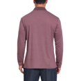 thumbnail image 3 of INSPIRE CHIC Men's Contrast Button Collared Pocket Long Sleeves Golf Polo T-Shirts L Burgundy, 3 of 5