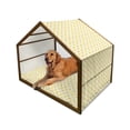 thumbnail image 1 of Summer Pet House, Geometric Sun Motif on a Background with Little Dots Seasonal Pattern, Outdoor & Indoor Portable Dog Kennel with Pillow and Cover, 5 Sizes, Orange Yellow and Cream, by Ambesonne, 1 of 4