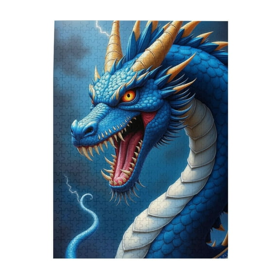 500 Piece Blue Dragon Jigsaw Puzzle For Adults Challenging & Fun Adult Puzzle Game Vibrant Artwork Great Gift Idea Home Decor
