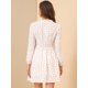 thumbnail image 5 of Mini vestido Elegante Allegra K con cuello de volantes y estampado de corazón Albaricoque L, 5 of 6