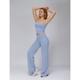 thumbnail image 5 of IDOPIP Womens Workout Sets 2 Piece Spaghetti Straps Square Neck Crop Top Straight Butt-lifting Leg Yoga Pants Pilates Outfits, 5 of 6