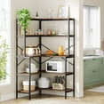 thumbnail image 3 of Tribesigns 5-Tier Corner Bookshelf, 67" Tall Large Industrial L-Shaped Bookcase Open Shelves Display Organizer with X Support, Corner Kitchen Bakers Racks for Living Room Home Office, Rustic Brown, 3 of 6