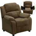 thumbnail image 2 of BizChair Deluxe Padded Contemporary Brown Microfiber Kids Recliner with Storage Arms, 2 of 14