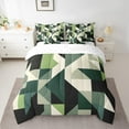 thumbnail image 2 of Manfei Vintage Green Square Twin Bedding Sets 7-Piece, Chic Triangle Geometric Bedding Comforter Set, Abstract Ombre Reversible Sheet Sets, Ultra Soft Home Decor, 2 of 7