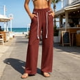 thumbnail image 2 of Sweatpants for Women Solid-Color Drawstring Wide-Leg Pants with Elastic Waistband and Pockets for Streetwear Casual Outings, 2 of 8