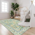 thumbnail image 6 of Moynesa 8'x10' Large Rugs for Living Room,Boho Machine Washable Area Rugs 8x10ft,Ultra-Thin Floral Rug Non Slip,Vintage Distressed Soft Carpet for Bedroom Office Dining Room,Green, 6 of 8