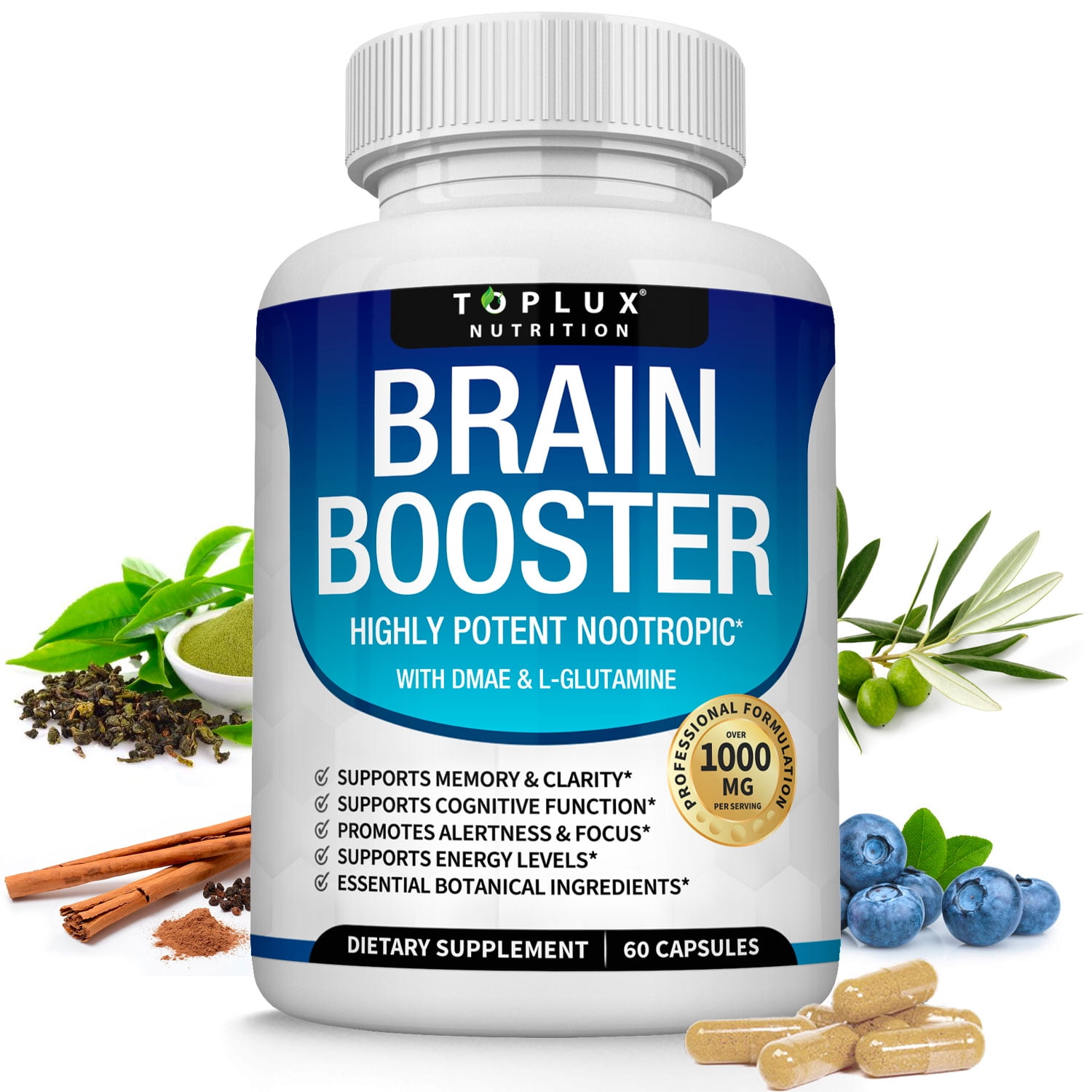 Toplux Brain Booster Nootropic Supplement Support Memory, Focus