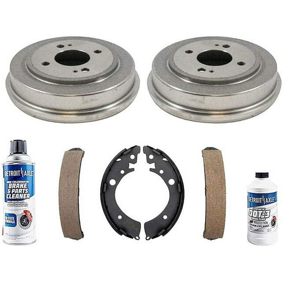 Rear Brake Pad Set and Brake Drum Kit - Compatible with 1992 - 2000 Honda Civic 1993 1994 1995 1996 1997 1998 1999