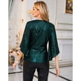 thumbnail image 3 of Womens Sequin Tops 3/4 Sleeve Glitter Sparkly Party Blouse V-Neck Dressy Tops for Evening Party, 3 of 7