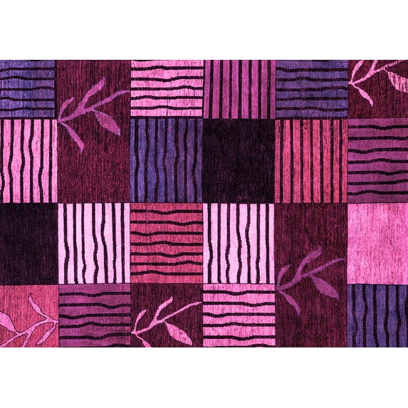 Ahgly Company Indoor Rectangle Abstract Pink Modern Area Rugs, 7' x 9'