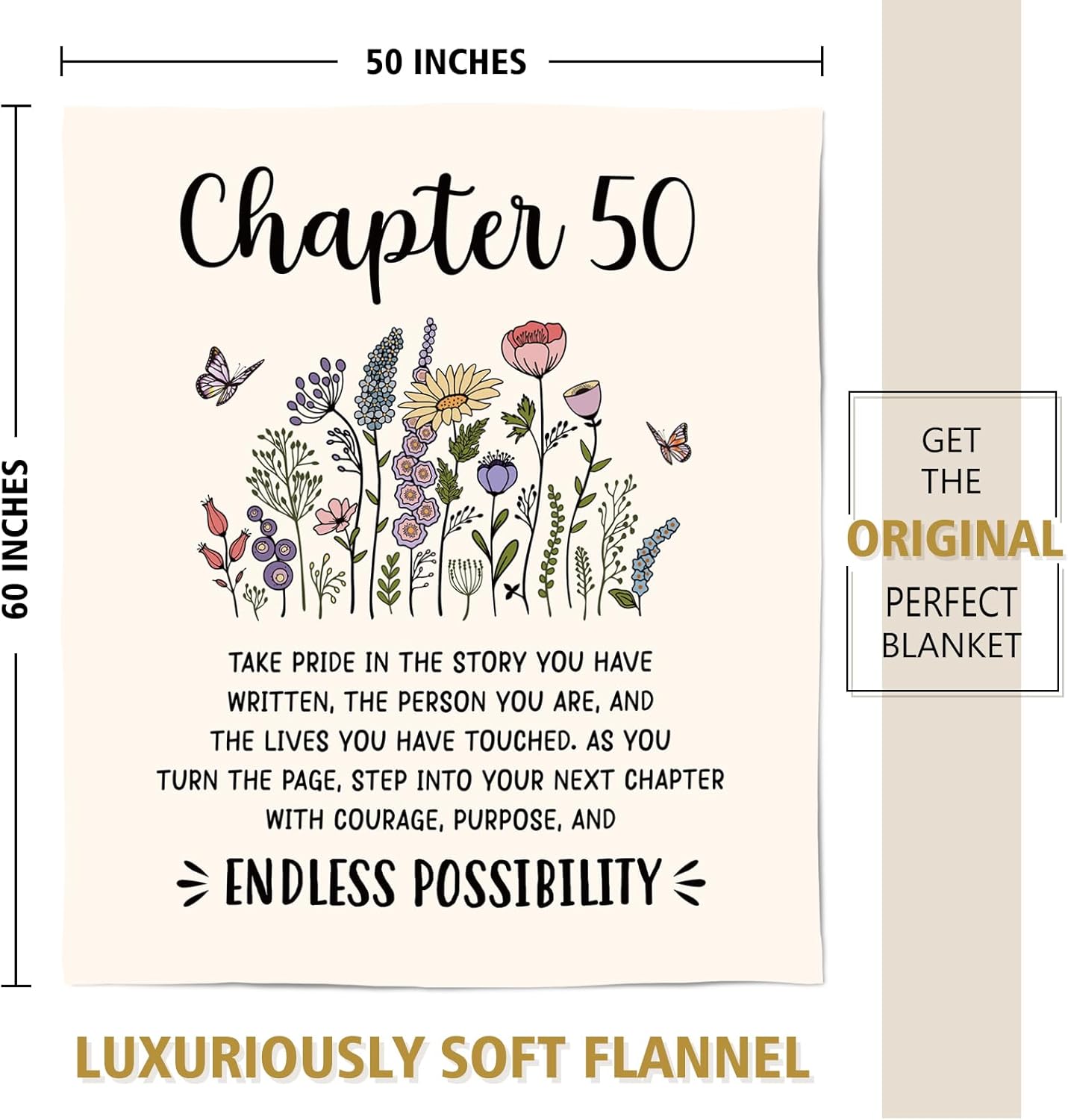 50th Birthday Gifts for Her, Him, Chapter 50 Birthday Blanket, 50 Year Old Bday Gifts for Women Friend, Sister, Mom, 1975, 50th Birthday Decorations, Turning 50 Throw Blankets