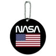 thumbnail image 1 of NASA Official Worm Logo United States USA Flag Round Luggage ID Tag Card Suitcase Carry-On, 1 of 8
