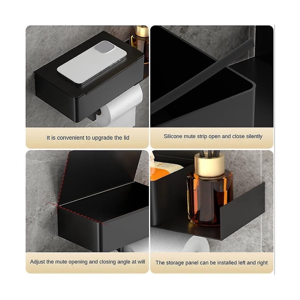 Portarrollos De Papel Higiénico Con Caja Para Toallitas Húmedas - Acero Inoxidable, Adhesivo O Con Tornillos, 2 En 1