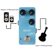 NFTIGB Electric Guitar Boost Effects Pedal BASS TREBLE GAIN 2-Band EQ Control DC 9V 6.35mm Input Output Interface Aluminum Alloy Effector True Bypass Light Blue Instrument Accessory