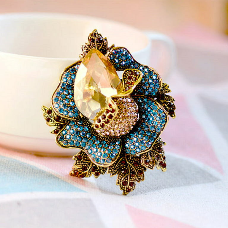 5 Silver Mandala Designs Rhinestones Assorted Floral Pins Brooches