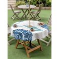 thumbnail image 4 of Outdoor Tablecloth with Umbrella Hole for Patio/Picnic/Party/Camping, Blue Coastal Waterproof Table Cloth Round Cover Washable, Starfish Shell Coral Summer Beach Ocean (Dia 54"), 4 of 9