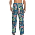 thumbnail image 3 of Uemuo Colorful Flowers Pattern Men's Wide Leg Palazzo Lounge Pants with Pockets Light Weight Loose Comfy Casual Pajama Pants-X-Large, 3 of 9