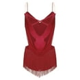 thumbnail image 2 of Yeahdor Robe de Cocktail Sans Manches pour Femmes Rumba Salsa Danse de Salon avec Franges Bourgogne m, 2 of 5