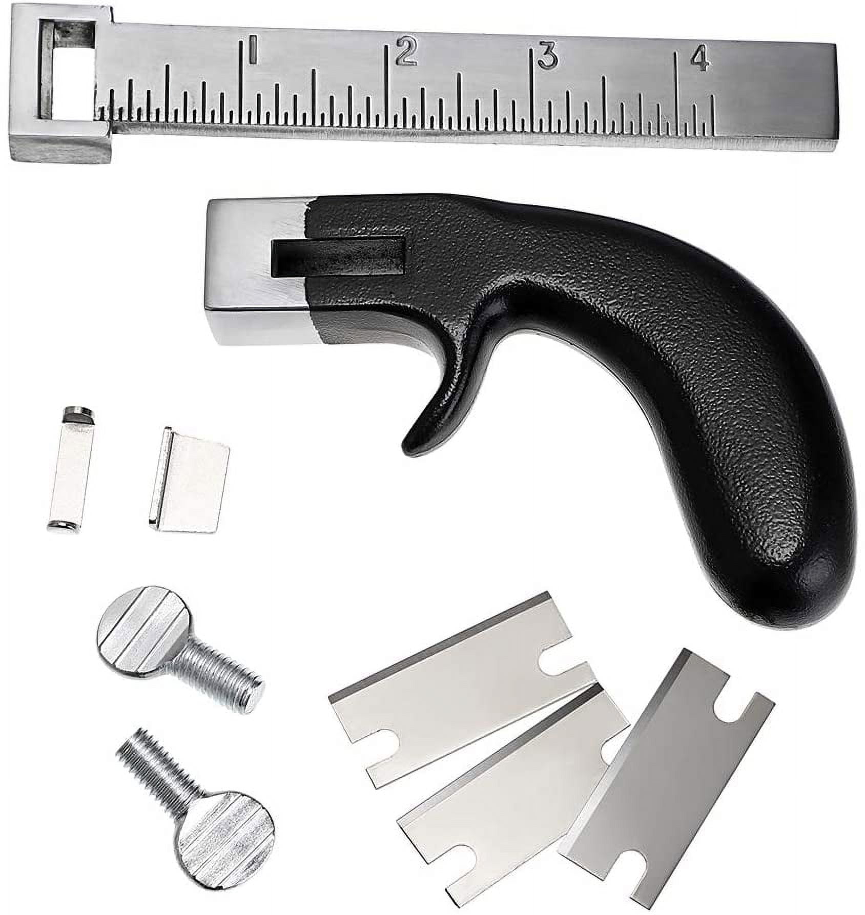 ABCISI Leather Cutting Tool Leather Strap Cutter with Aluminium Handle, Leather Strip Belt Cutter Hand Leather Craft Tool with Accessory Stainless Steel Gauge Leather Cutter Tool for DIY Leathercraft