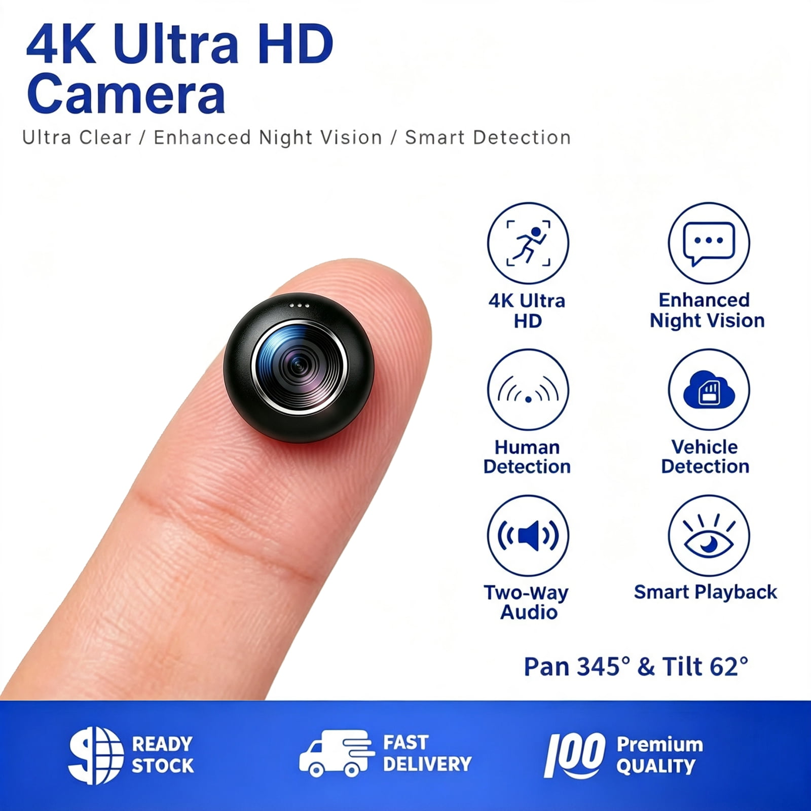 4K Ultra HD Mini WiFi Security Camera, 120° Wide Angle 10m IR Night Vision Human Detection Indoor Camera for Home Pet Baby Monitor