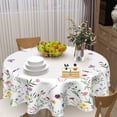 thumbnail image 5 of Spring Summer Floral Round Tablecloth 60 Inch Wildflower Leaf Butterfly Table Cloth Rustic Vintage Farmhouse Polyester Cover Decorative for Easter Holiday Indoor Outdoor Kitchen Dining Party, 5 of 6