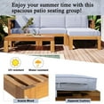 thumbnail image 5 of Harper & Bright Designs Outdoor Wooden Seating Group with Table, Patio Conversation Sectional Sofa Set with Waterproof Cushions for Backyard Poolside, Gray, Natural, 5 of 17