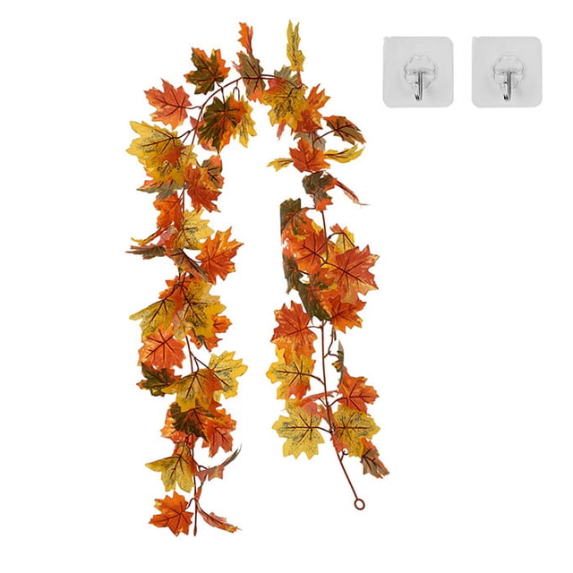 Billuyoard Hoja de arce artificial para colgar en la pared, decoración de Acción de Gracias, cadena de planta de ratán falso, guirnalda de vid de Kits de decoración para fiestas Billuyoard HA008327-00