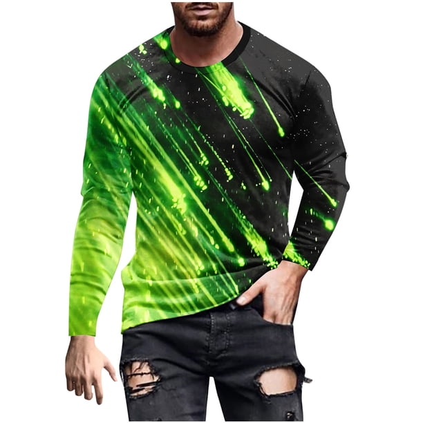Blusas y camisas de manga larga y cuello redondo para hombre, camisetas casuales con estampado de moda y cuello redondo, blusas de licra de manga corta para hombre.
