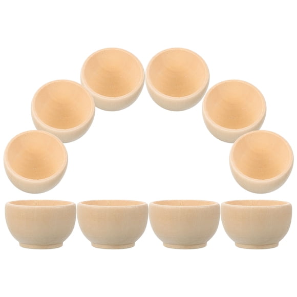 HEATSHAKING 10Pcs Wooden Toys Bowl Natural Wood Color for Counting Sorting Activities