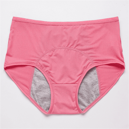 Fulorrnie Underwear for Women Plus Size High Waist Comfort Panties Briefs Elastic Flat Seams Leakproof Panty  Watermelon Red  L