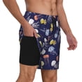 thumbnail image 3 of Picia Colorful Jellyfish pattern Mens Swim Trunks with Compression Liner Stretch Beach Shorts Quick Dry with Zipper Pockets No-Chafing Board Shorts-Medium, 3 of 9