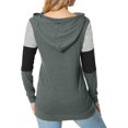 thumbnail image 4 of ppyoung Women's Casual Drawstring Pullover Long Sleeve Workout Sweatshirts Color Block Hoodie Sweatshirt With Pockets, 4 of 6