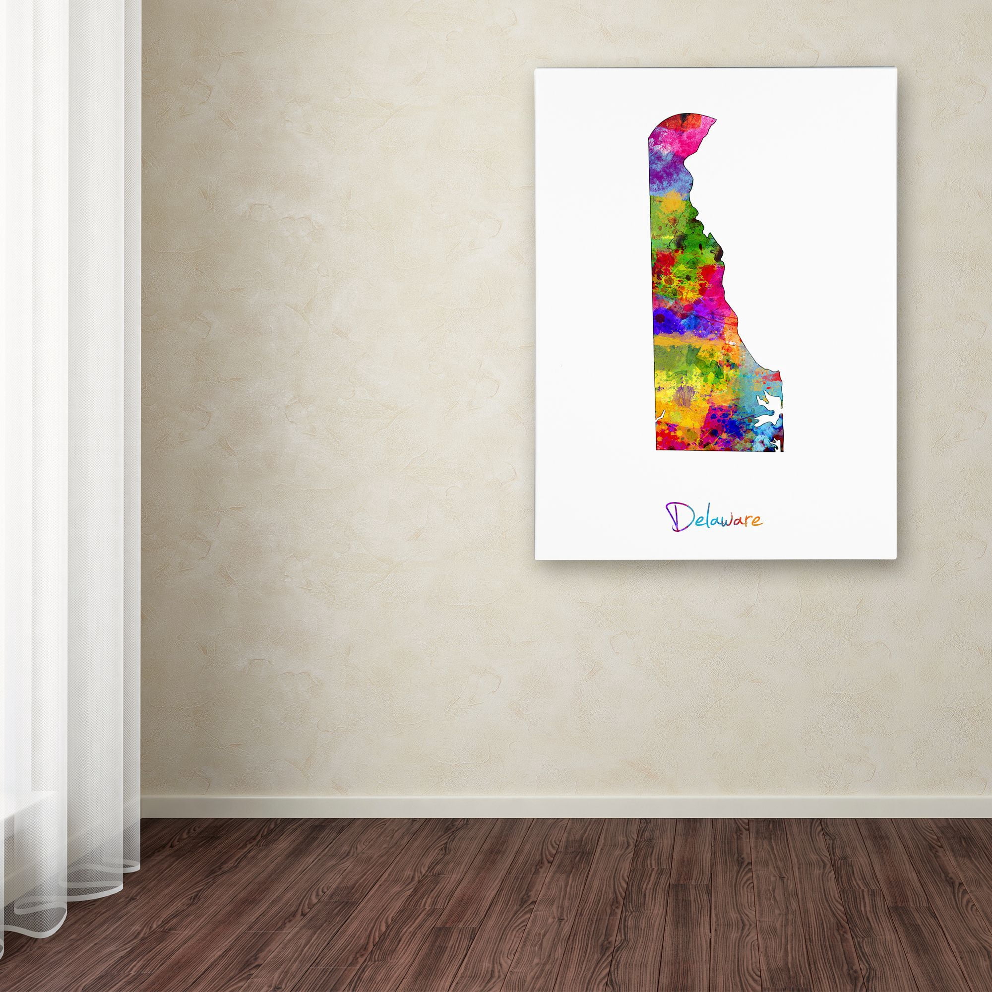 Trademark Fine Art "Delaware Map" Canvas Art by Michael Tompsett
