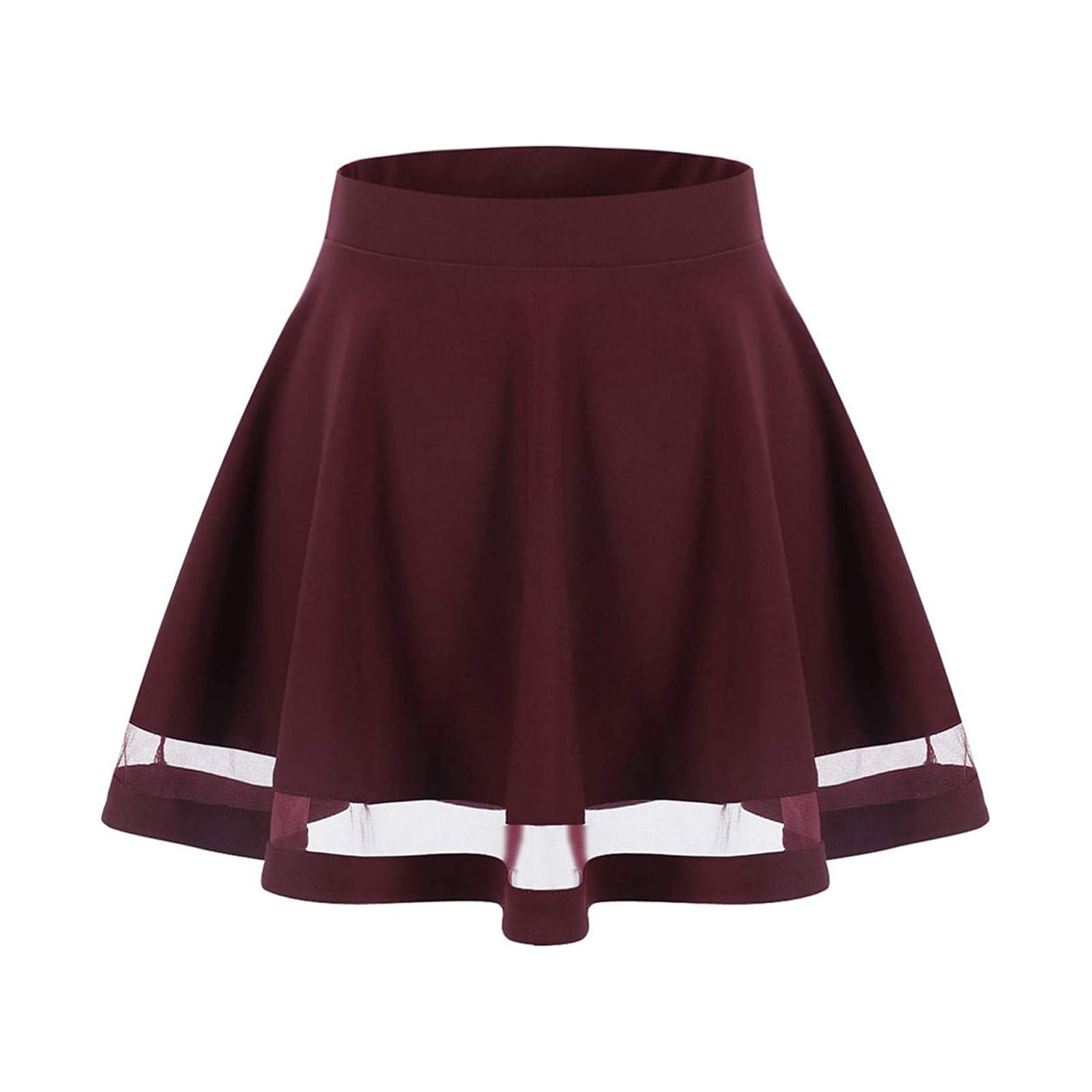 XIUH Flowy Skirt Women's Basic Versatile Stretchy Aline Flared Casual Mini Skater Skirt Summer