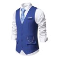 thumbnail image 4 of Mens Dress Suit Vests Button-Down V Neck Sleeveless Business Work Waistcoats with Pockets Formal Solid Slim Vest for Suits or Tuxedos, 4 of 8