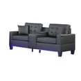 thumbnail image 5 of Benjara Iris Sofa with LED, USB Ports, Cupholders, Black Faux Leather 85 Inch, 5 of 6