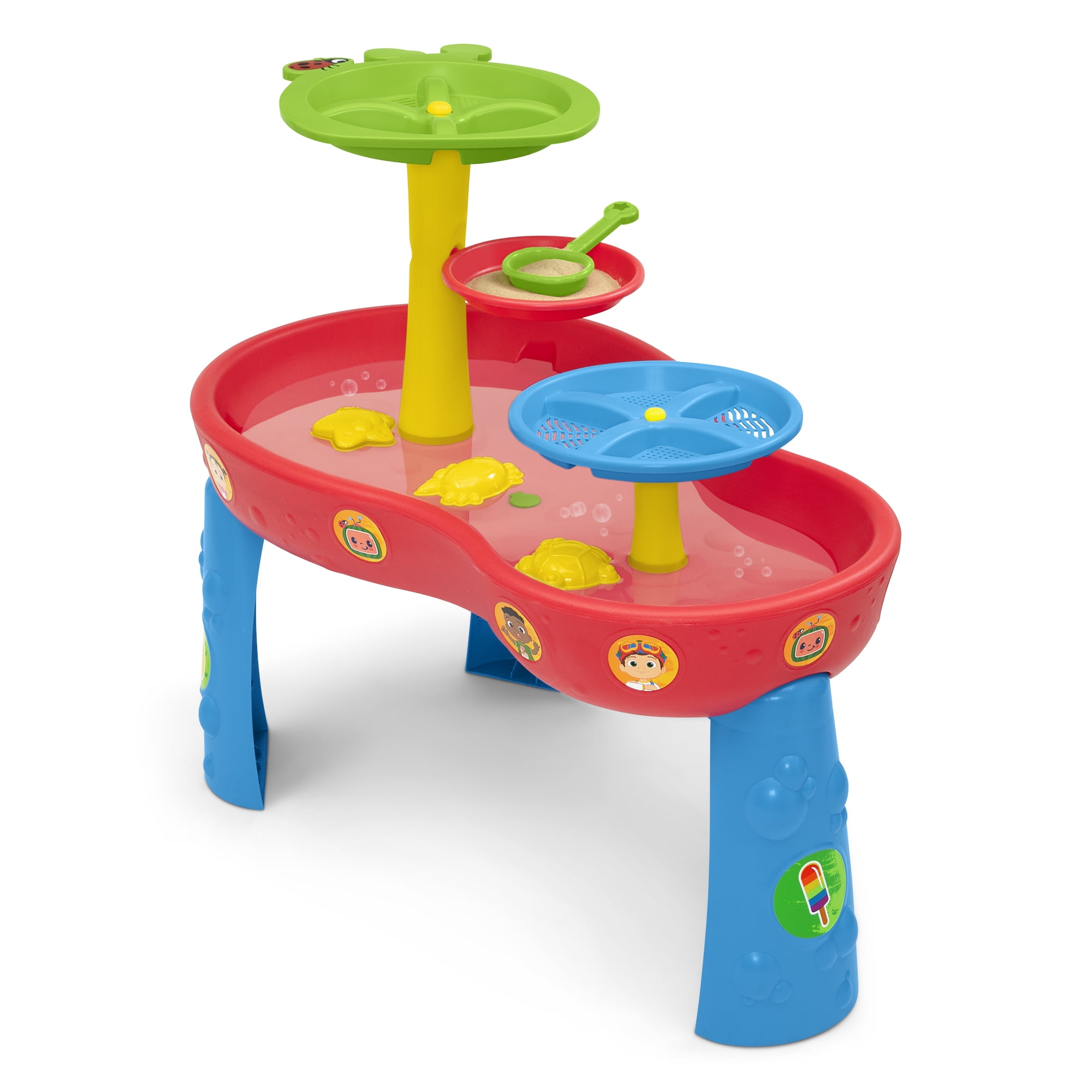 CoComelon Water Table by Delta Children- 3-Tier Water Play Table with 9-Piece Toy Set - Water Sensory Table + Summer Beach Toys for Outside Backyard for Toddlers Ages 2+, Blue