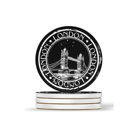

NeosKon London Bridge Travel Design - Round Coasters Natural Sandstone - Set of 4