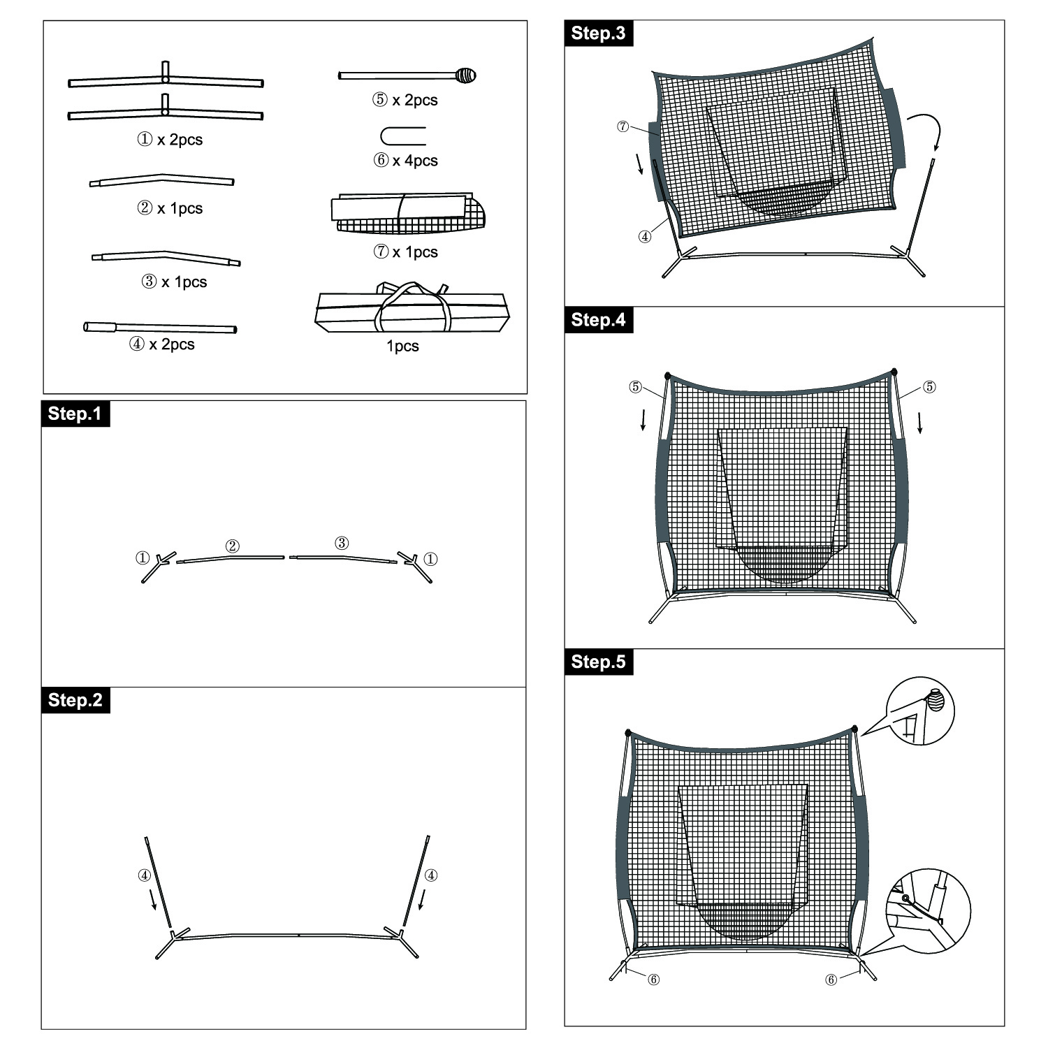 Ollieroo 7'x7' Baseball & Softball Practice Net for Hitting, Pitching - Includes Carry Bag - image 10 of 11