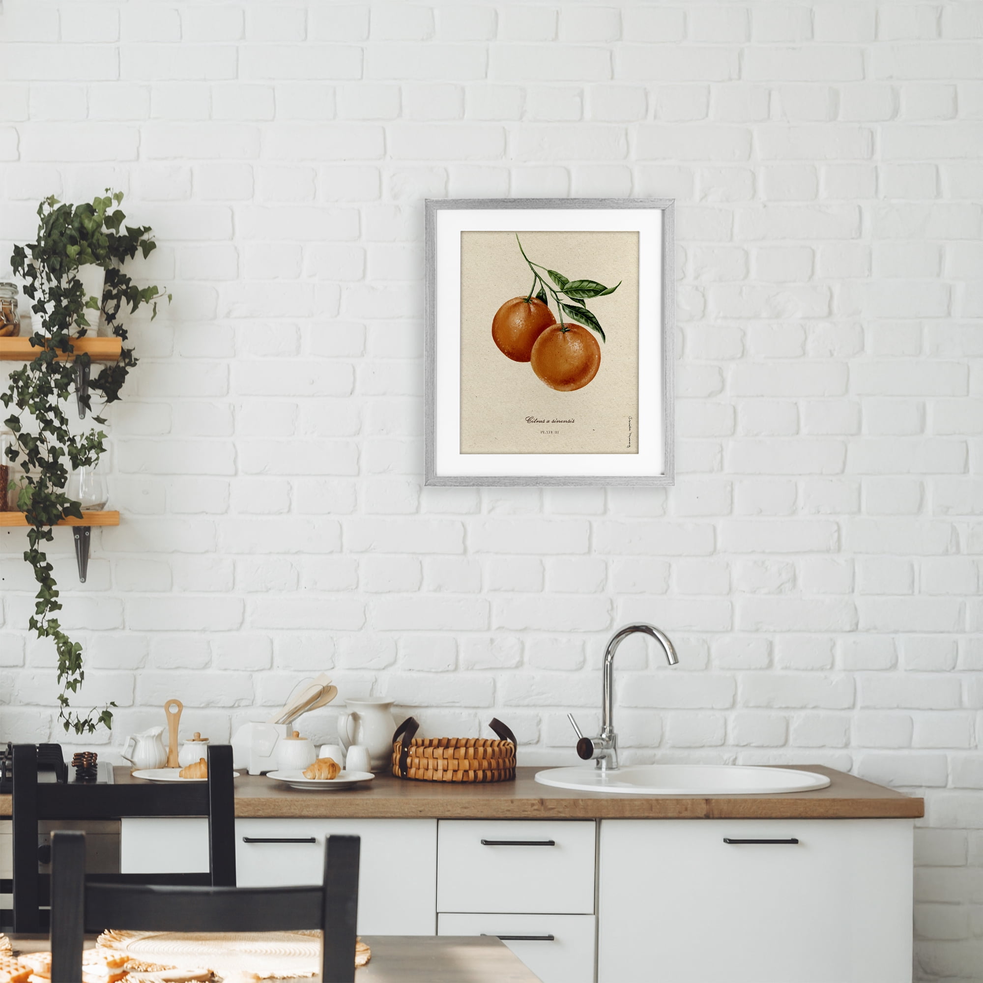 Stupell Industries Orange Fruit Portrait Gray Framed Print Under Glass, design by Danielle Murray