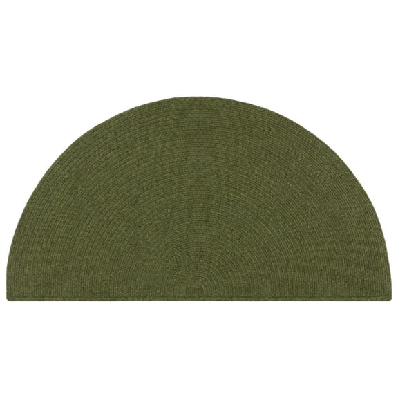 SAFAVIEH Braided Rishika Solid Machine Washable Reversible Area Rug, Green, 2'6" x 5' Half Moon