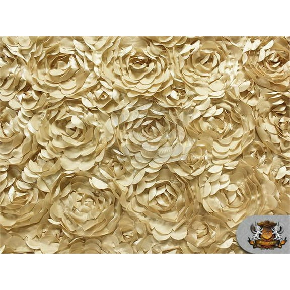 Satin Bridal Petal Rosette Floral Fabric Champagne / 52" Wide / Sold by the yard