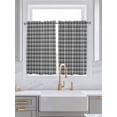 thumbnail image 2 of Kitchen Curtains 45 Inches length, Geometric Lattice, Window Treatment Curtain Drapes, Black Grey Classic Farmhouse Plaid Lightweight Window Panels for Living Room Bedroom, 52"x45", 2 Panels, 2 of 7