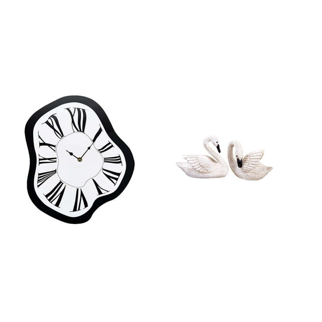 Reloj de pared con figura de cisne, escultura de resina, centro de mesa, material acrílico, ideal para la decoración del hogar, la oficina, la sala de