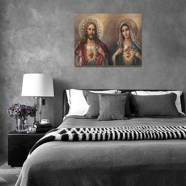 Jesus and Virgin Mary Wall Art Jesus Christ and Virgin Mary