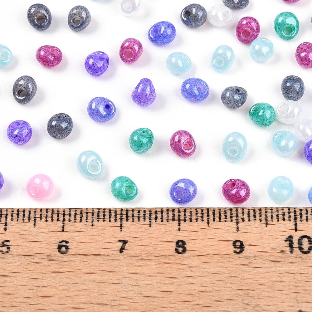 6/0 Opaque Colours Glass Seed Beads Fringe Teardrop Beads Mixed Color 4.5~5.5x4~5x3~4mm Hole: 1.2~1.4mm about 5290pcs/pound DIY